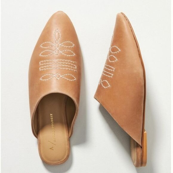 Anthropologie Western Mules in Honey Size EU 37 US 6 - Picture 1 of 9
